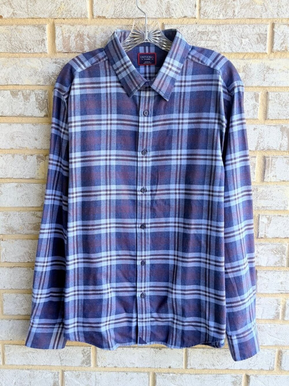 UNTUCKit Long Sleeve Button Up 100% Cotton Plaid Shirt Men's Size XL